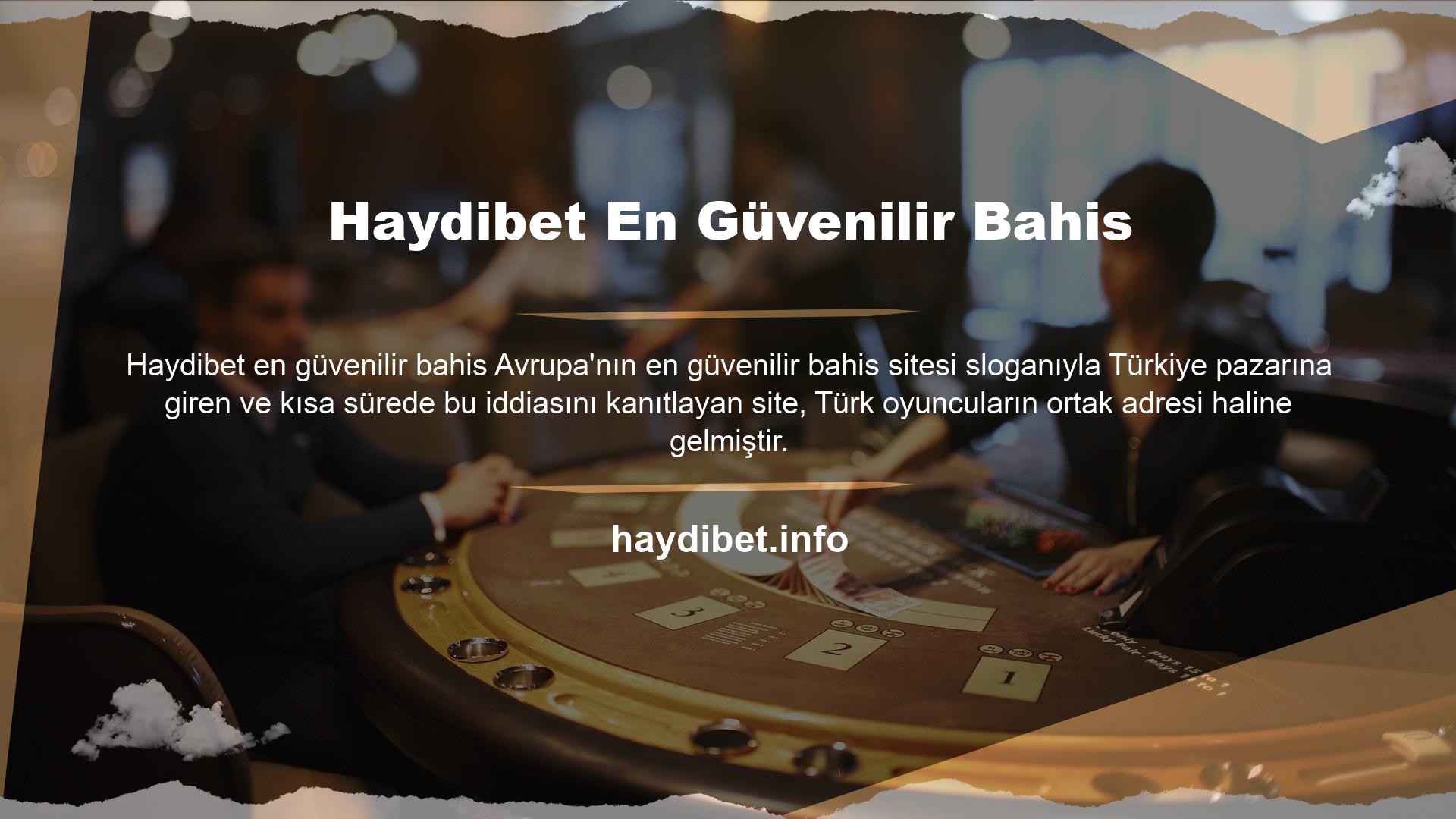 En popüler kumar sitesi Haydibet ayrıca kumarhane oyunlarına ve slot makinelerine de güvenmektedir